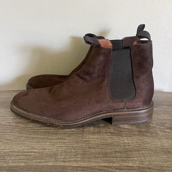 H&M Men’s Dark Brown Faux Suede Ankle Chelsea Pull On Boots Size 8.5 - Picture 4 of 10